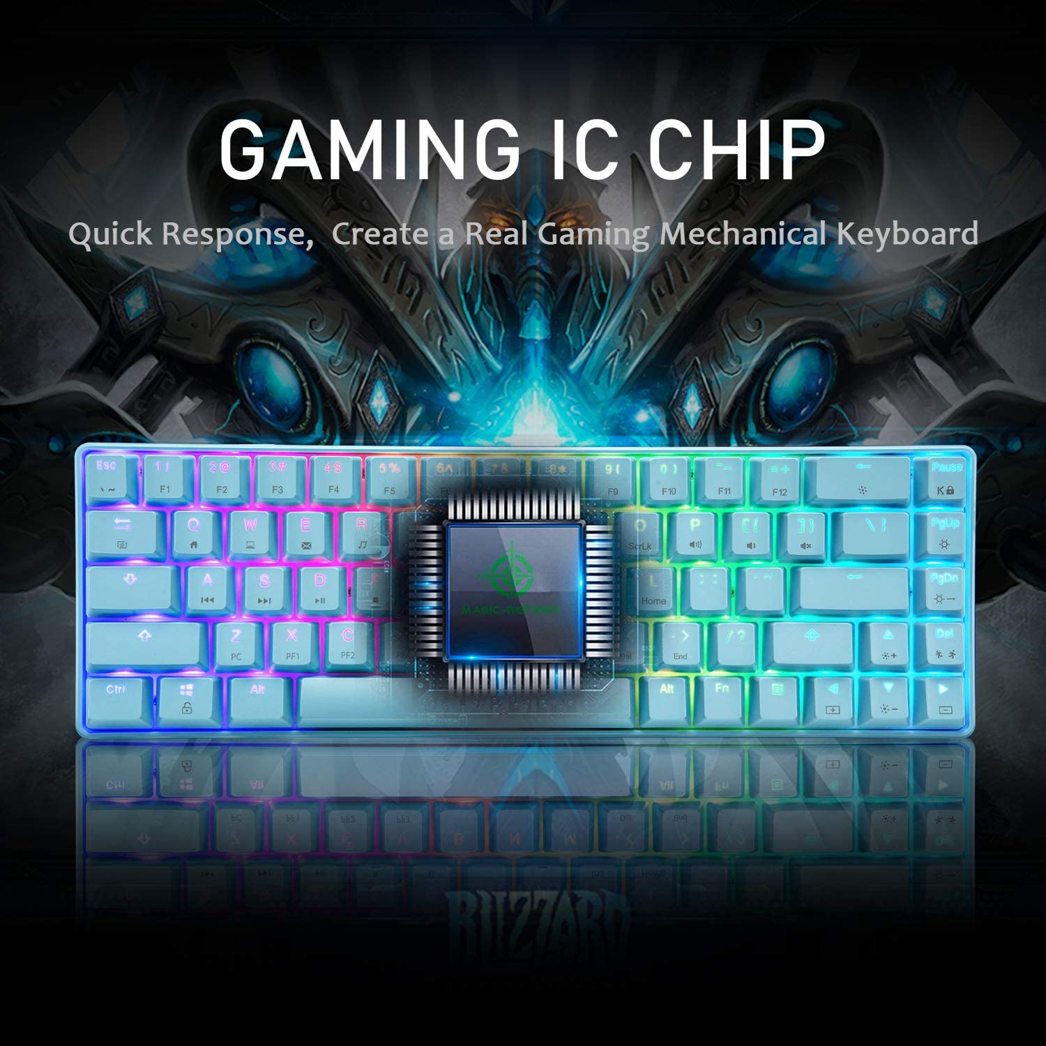 MAGIC-REFINER MK14 60% Mechanical Gaming Keyboard Type C Wired 68 Keys LED illuminated 18 Chroma RGB Lighting Clicky Switches Anti-ghosting