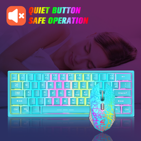 ZIYOU LANG T61 60% Ultra Compact Wireless Gaming Keyboard and Mouse Set with Mousepad 2400 DPI Rainbow Backlit 3800 mAh Rechargeable