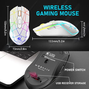 ZIYOU LANG Wireless Gaming Mouse with 2.4Ghz USB Receiver RGB Backlight Adjustable DPI Silent Rechargeable Ergonomic 7 Button