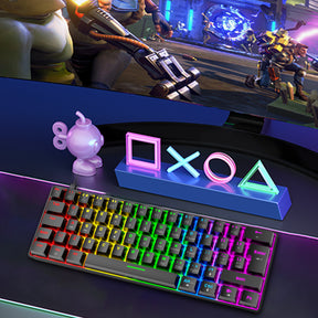 ZIYOU LANG T60 Mini 60% Percent Gaming Mechanical Keyboard UK Layout 19 Rainbow Light Up Compact Keyboard USB-C Cable for PC MAC