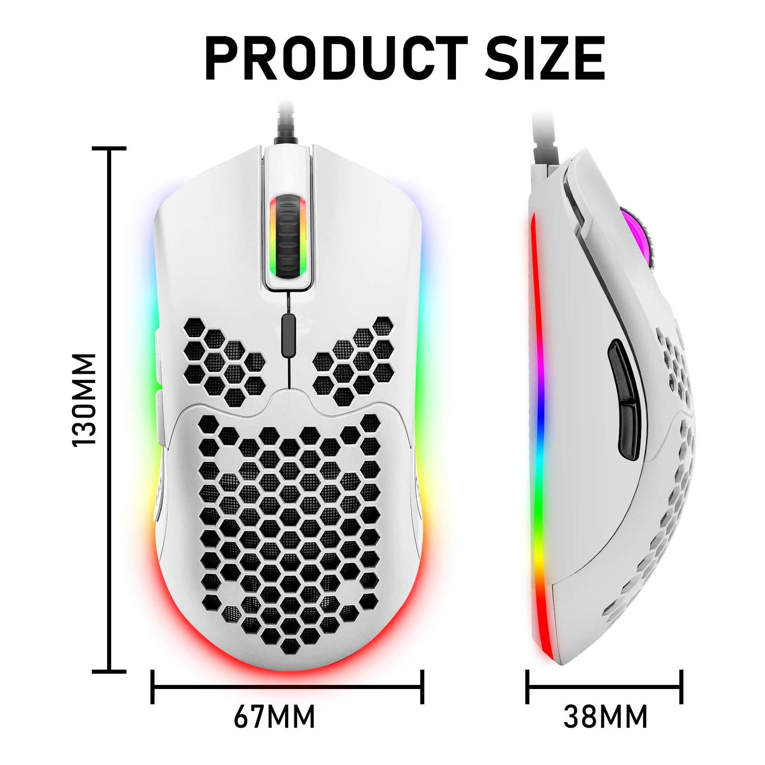 ZIYOU LANG M1 Wired Lightweight Gaming Mouse,6 RGB Backlit with 7 Buttons Programmable, Adjustable 6400DPI ,Ultralight Honeycomb Shell