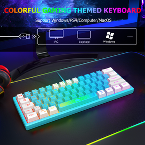 ZIYOU LANG K61 - 60 Percent Compact Gaming Keyboard UK Layout Ultralight LED Backlit Mechanical Feel PS4 Laptop PC Accessories