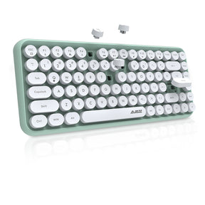 AJAZZ 308i Retro Wireless Keyboard, Cute Round Compact 84 Keys Silent Bluetooth Keyboard, Typewriter Design for iPad, PC, Laptop