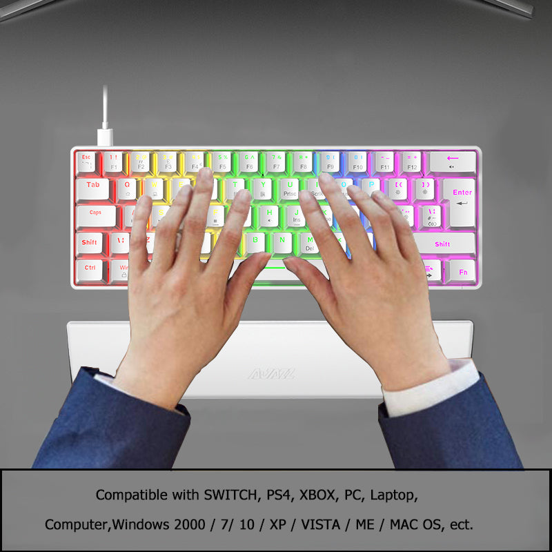 ZIYOU LANG T60 Mini 60% Percent Gaming Mechanical Keyboard UK Layout 19 Rainbow Light Up Compact Keyboard USB-C Cable for PC MAC