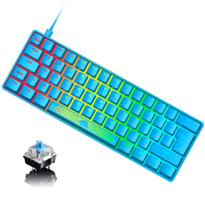 ZIYOU LANG T60RGB Mechanical Gaming Keyboard, 60% Compact 62 Key USB C Wired RGB Backlit LED Backlight Ergonomic Gaming Keyboard