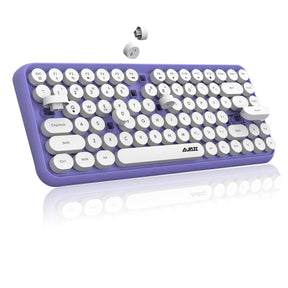 AJAZZ 308i Retro Wireless Keyboard, Cute Round Compact 84 Keys Silent Bluetooth Keyboard, Typewriter Design for iPad, PC, Laptop