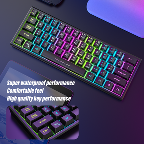 ZIYOU LANG T61 60% Ultra Compact Wireless Gaming Keyboard and Mouse Set with Mousepad 2400 DPI Rainbow Backlit 3800 mAh Rechargeable