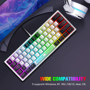 ZIYOU LANG K61 - 60 Percent Compact Gaming Keyboard UK Layout Ultralight LED Backlit Mechanical Feel PS4 Laptop PC Accessories