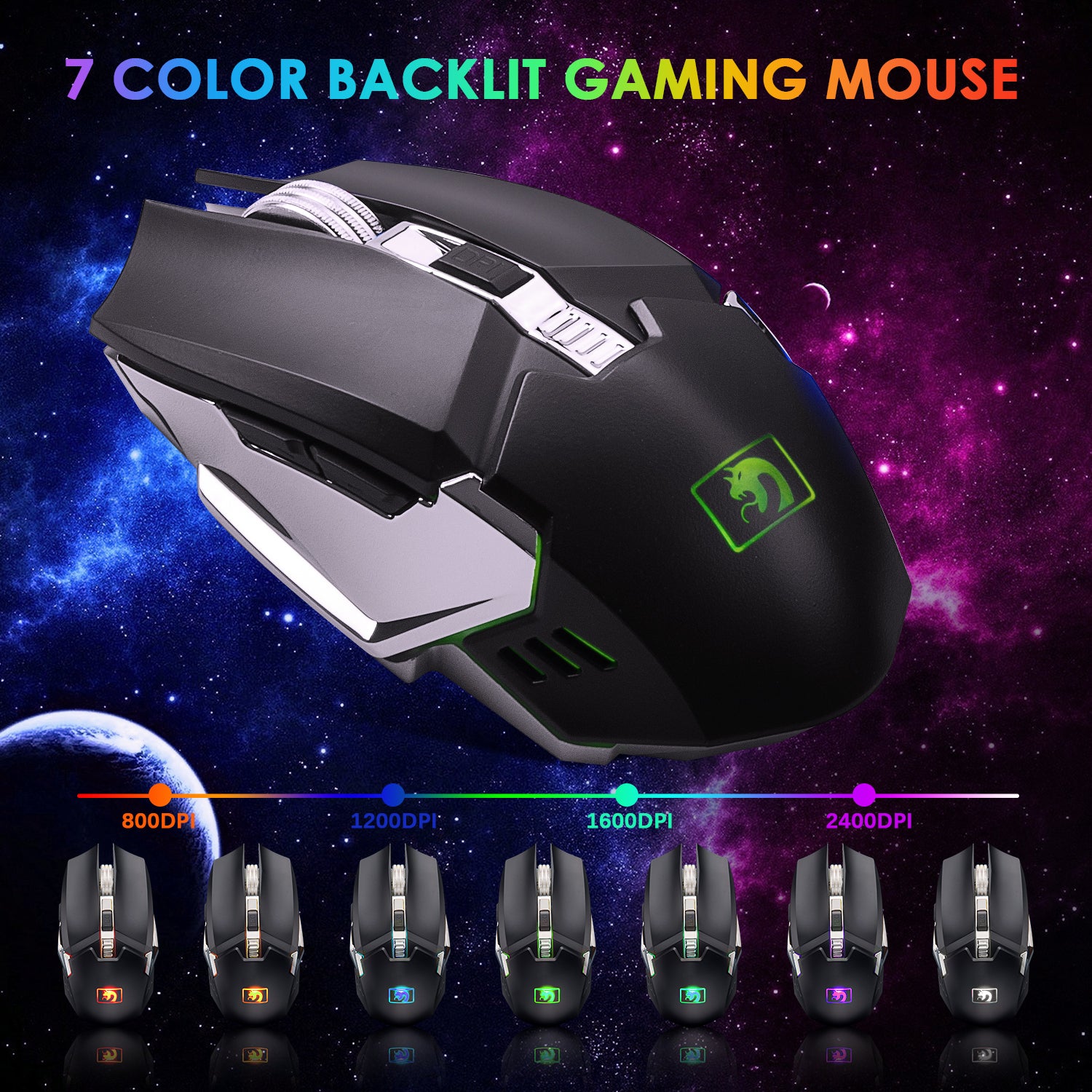 MAMBASNAKE K620 Wireless Gaming Keyboard & Mouse Combo,Mechanical Feel 100% Light Up Keyboard 4800mAh Rechargeable+PC Gaming Mice