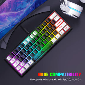 ZIYOU LANG K61 - 60 Percent Compact Gaming Keyboard UK Layout Ultralight LED Backlit Mechanical Feel PS4 Laptop PC Accessories