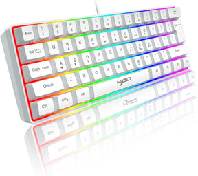 HXSJ V700 60% Gaming Keyboard, 61 Keys Portable Mini Compact Keyboard, 11 RGB Illuminated LED Backlit Waterproof Keyboard