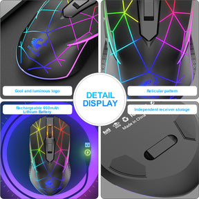 ZIYOU LANG Wireless Gaming Mouse with 2.4Ghz USB Receiver RGB Backlight Adjustable DPI Silent Rechargeable Ergonomic 7 Button