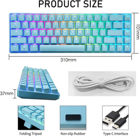 MAGIC-REFINER MK14 60% Mechanical Gaming Keyboard Type C Wired 68 Keys LED illuminated 18 Chroma RGB Lighting Clicky Switches Anti-ghosting