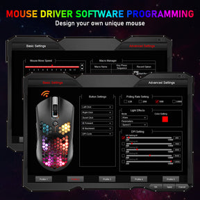 ZIYOU LANG X2 Wireless/ Wired Gaming Mouse,16 RGB Backlit Ultralight Honeycomb Shell with Programmable Driver,Rechargeable 800mA,12000 DPI