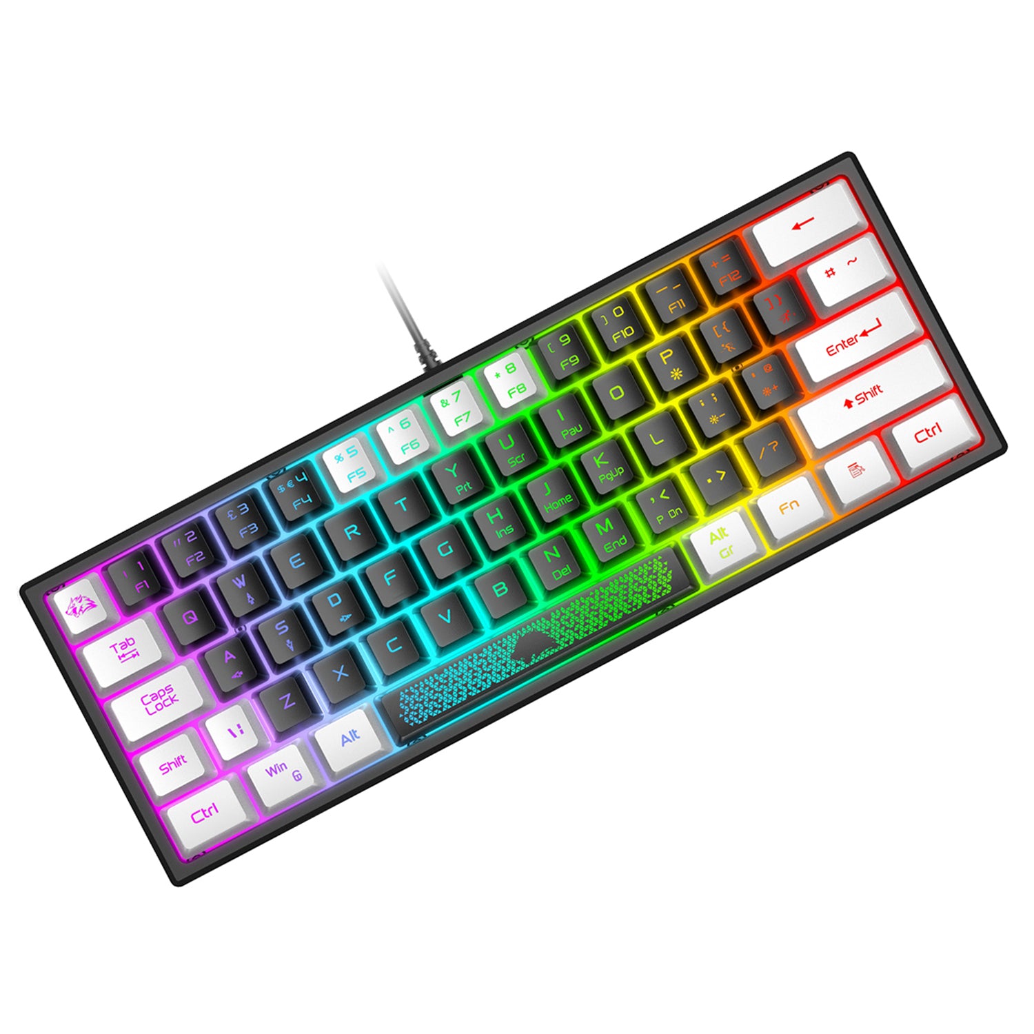 ZIYOU LANG K61 - 60 Percent Compact Gaming Keyboard UK Layout Ultralight LED Backlit Mechanical Feel PS4 Laptop PC Accessories