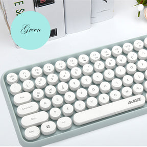 AJAZZ 308i Retro Wireless Keyboard, Cute Round Compact 84 Keys Silent Bluetooth Keyboard, Typewriter Design for iPad, PC, Laptop