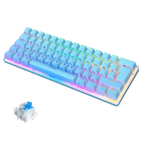 MAGIC-REFINER MK22 Compact 60% Mechanical Gaming Keyboard with all key Anti-ghosting , 61 Key Rainbow RGB Backlit Metal Plate Type-C