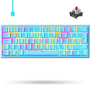 MAGIC-REFINER MK25 PRO UK Layout 60% Mechanical Keyboard, 14 RGB Backlit, Dye-Sublimation Keycap, for PC, White Grey (Red Switch)