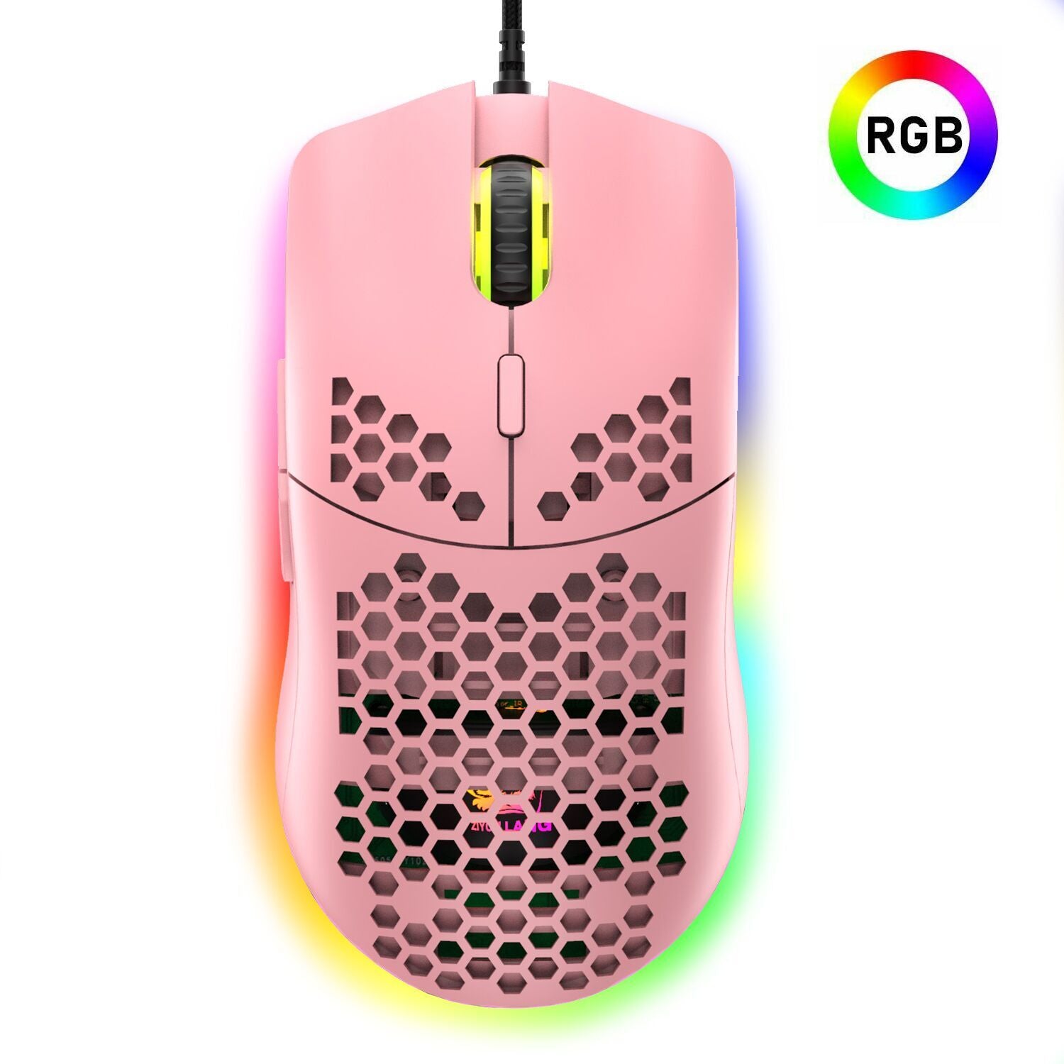 ZIYOU LANG M1 Wired Lightweight Gaming Mouse,6 RGB Backlit with 7 Buttons Programmable, Adjustable 6400DPI ,Ultralight Honeycomb Shell