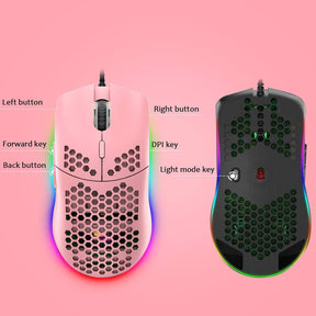 ZIYOU LANG M1 Wired Lightweight Gaming Mouse,6 RGB Backlit with 7 Buttons Programmable, Adjustable 6400DPI ,Ultralight Honeycomb Shell