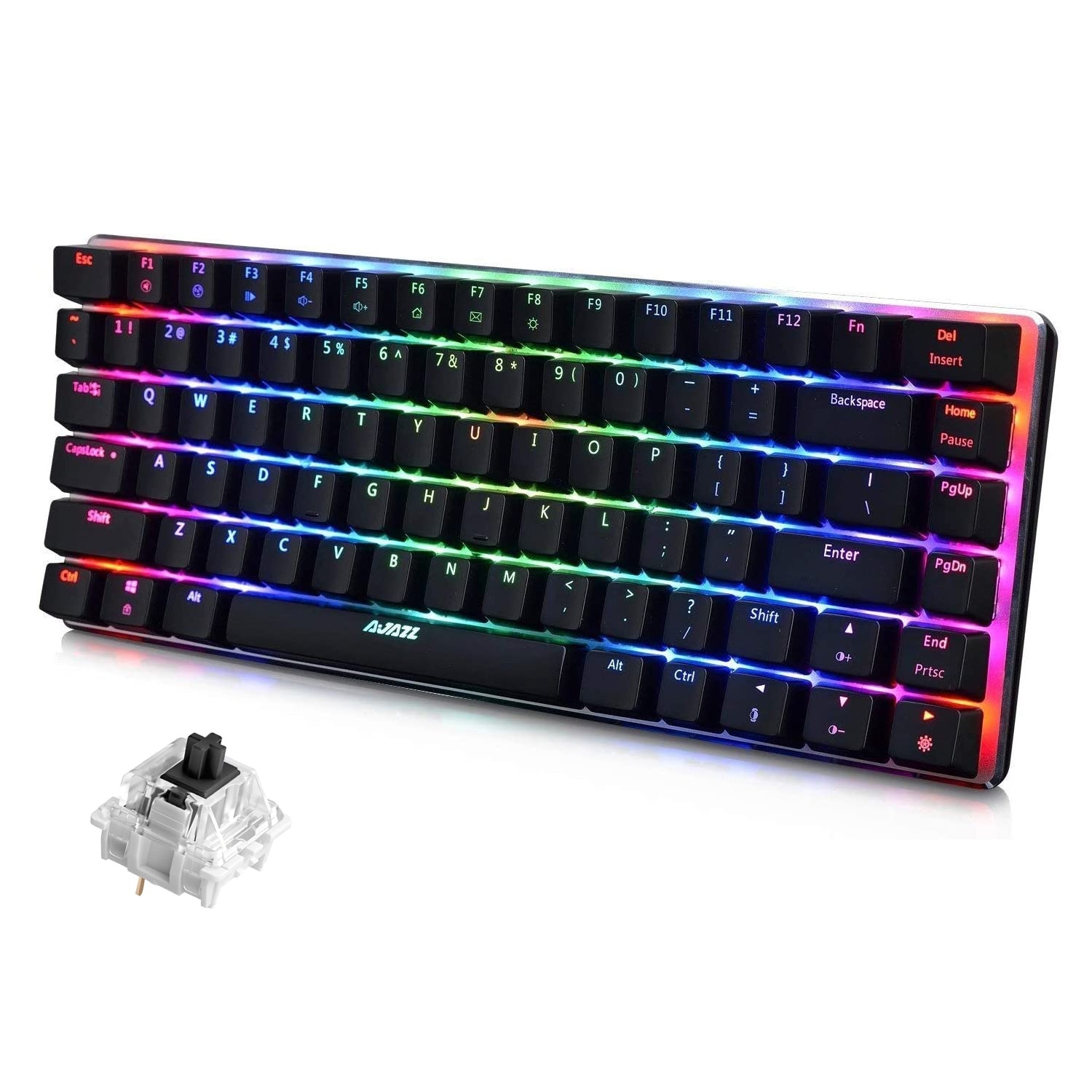 AJAZZ AK33 Mechanical Gaming Keyboard TKL 80% Compact Light Up Keyboard 82 Key Anti-Ghosting Detachable USB-C Cable for PC Mac