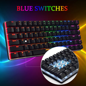 AJAZZ AK33 Mechanical Gaming Keyboard TKL 80% Compact Light Up Keyboard 82 Key Anti-Ghosting Detachable USB-C Cable for PC Mac