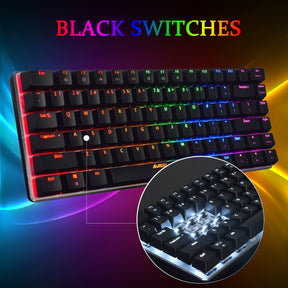 AJAZZ AK33 Mechanical Gaming Keyboard TKL 80% Compact Light Up Keyboard 82 Key Anti-Ghosting Detachable USB-C Cable for PC Mac