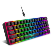 HXSJ V700 60% Gaming Keyboard, 61 Keys Portable Mini Compact Keyboard, 11 RGB Illuminated LED Backlit Waterproof Keyboard