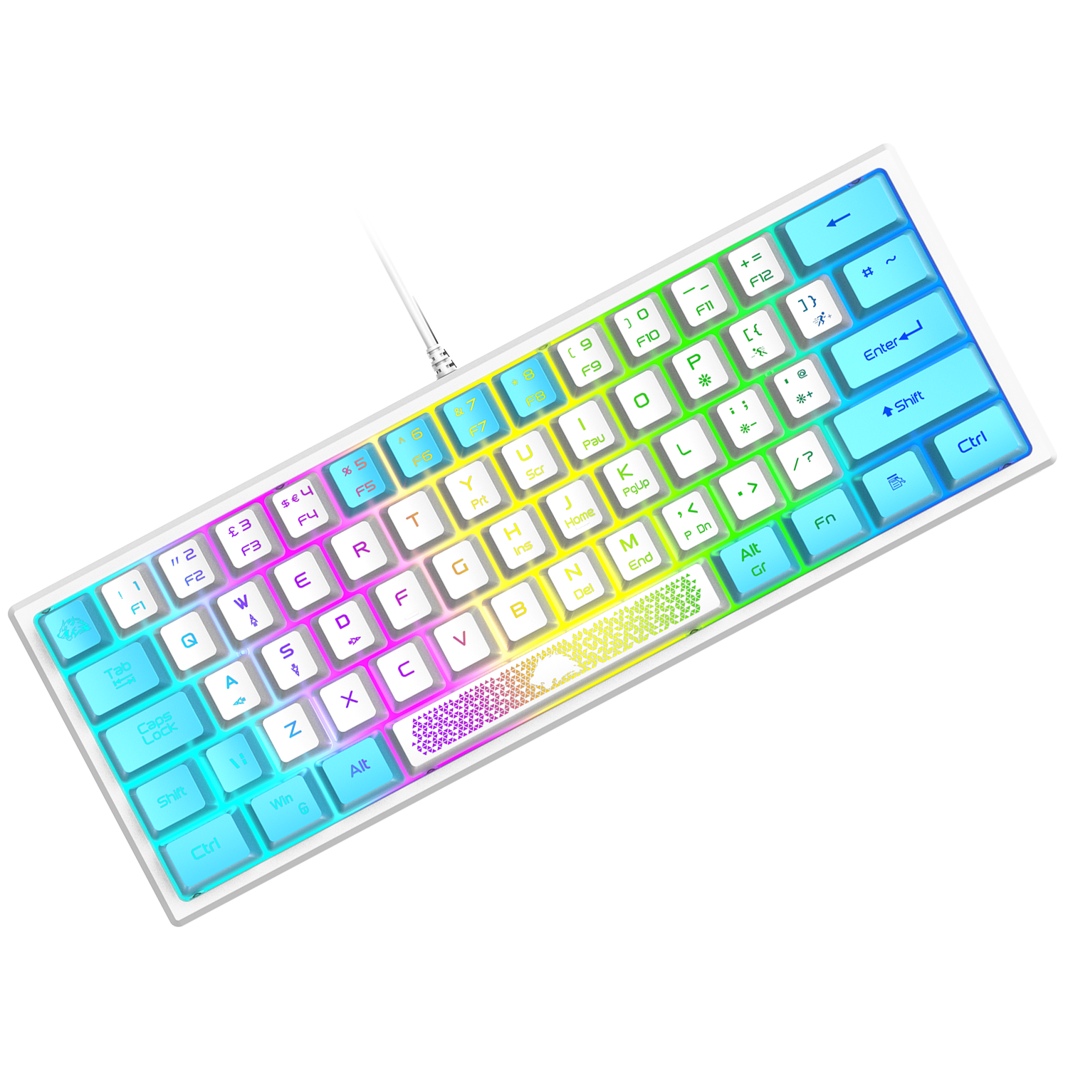 ZIYOU LANG K61 - 60 Percent Compact Gaming Keyboard UK Layout Ultralight LED Backlit Mechanical Feel PS4 Laptop PC Accessories