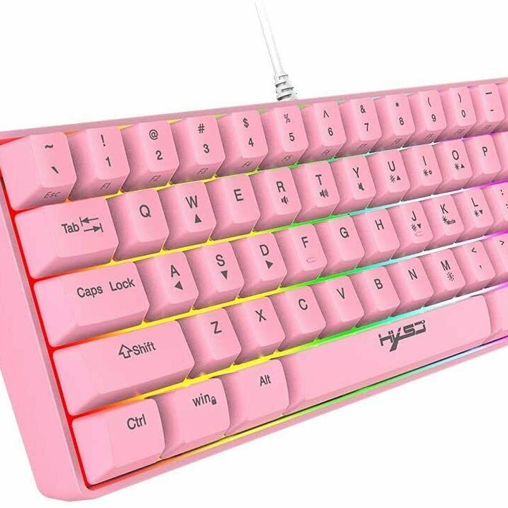 V700 60% Wired Gaming Keyboard, RGB Backlit Ultra-Compact Mini Keyboard, Mini Ergonomic 61 Keys Keyboard,Mechanical Feel Type-C USB Waterproof for PC/Mac Gamer, Typist